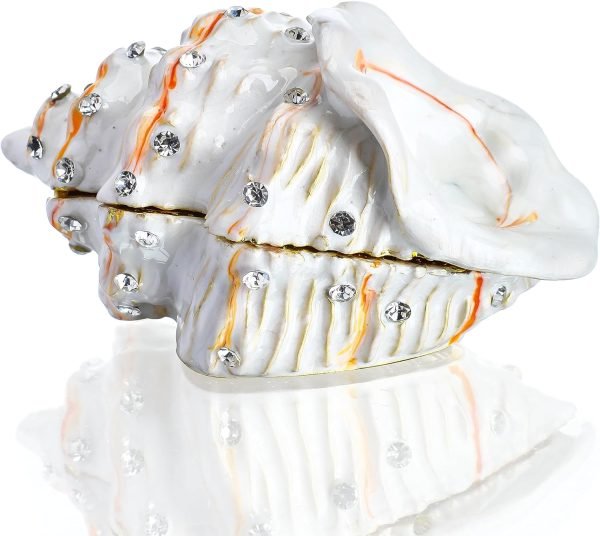 Decor Hinged Metal Starfish Jewelry Box Decorative Box Ring Holder Trinket Organizer Earring Necklace Storage Box Jewelry Display Box Gift for Women Girl