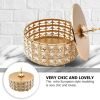 Decor 1pc Glass Storage Box Golden Makeup Crystal Glass Bowl Ornament Storage Tray Trinket Jar Glass Apothecary Jar Round Toy Storage Kitchen Use Jar Buffet Metal Glass Jar Candy Banquet