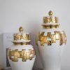 Decor Modern Ginger Jars, vases with lids, Storage Jars for Home Decor, Gilded Decorative Ginger Jars (White, Small)