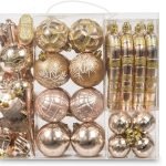 Decor 54 Pieces Assorted Christmas Ornaments Tree Decoration Baubles in Gift Box (Champagne, Gift Box)