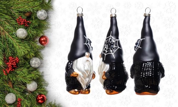 Decor Set of 2 Hand Blown Glass Halloween Gnomes Ornaments for Christmas Tree Decorations, Hanging Glass Halloween Gnome Christmas Ornaments