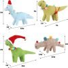 Decor Christmas Felt Dinosaurs Ornaments Set of 4, Xmas Wool Dinosaur Hanging Decor, Felt Animal Crafts Woodland Cute Christmas Tree Wreath Decor for Home Dinosaur Themed Birthday Party Supplies
