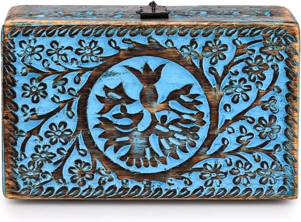 71qPKsN-AML._AC_SL1500 Decor Wooden Jewelry Box, Tarot Box, Celestial Home Decor, Witch Box, Tree of Life, Trinket Box |Size- 8" x 5" x 2.5",| Decorative Storage Bin
