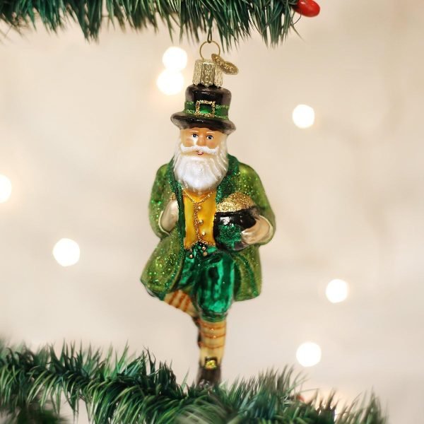 Decor Old World Christmas Irish Santa Glass Blown Ornament for Christmas Tree