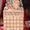 Decor Wooden Christmas Advent Calendar, Countdown to Christmas, LED Holiday Decoration, Battery Operated, Reindeer Village