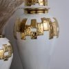 Decor Modern Ginger Jars, vases with lids, Storage Jars for Home Decor, Gilded Decorative Ginger Jars (White, Small)