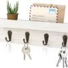 Decor Rustic Key Holder for Wall, Farmhouse Wall Shelf with 4 Hooks, Wall Mounted Key Racks, Wooden Mail Organizer with Hooks for Entryway (Brown)