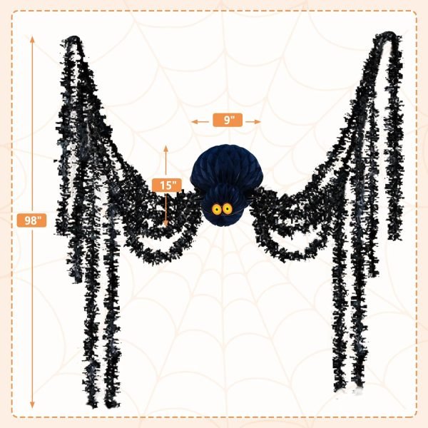 Decor Halloween Hanging Spider, Halloween Honeycomb Pendant Ornaments, Perfect for Halloween Kids' Party Decoration, Haunted House, Indoor Outdoor Hanging Halloween Decor