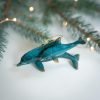 Decor Hand-Painted Dolphin Ornament (Mother and Child) - Unique Coastal Christmas Decor for Your Tree, Ideal for Baby's First Christmas, Beach Themed, Blue Ornaments, or Nautical Xmas Trees