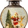 Decor Snow Globe Lighted Christmas Decorations, Musical Christmas Snow Globe Lantern with Swirling Glitter, Santa and Elk, Christmas Holiday Party Gifts and Decorations