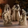 Decor Holy Family Statue Tabletop Figurine, Catholic Statues Decorations with Kneeling Virgin Mary, Joseph, and Baby Jesus, Religious Holiday Decor, 10 Inches