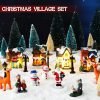 811OKBBcBtL._AC_SL1500 Decor 31 Pcs Christmas Village Figurines Decoration Set Lighted LED Christmas Village Houses with Figurines and Snow Blanket Roll for Christmas Town Scene Desktop Ornaments Battery Operated Landscape Decor