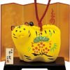 Decor Cute Yellow Tiger of  Japanese Zodiac Pottery Room Ornament. for Happy New Year! Bell Design