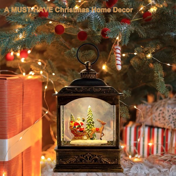 814ORqNeKtL._AC_SL1500 Decor Musical Christmas Snow Globes Lantern, Lighted Santa Water Lantern with Timer & Swirling Snow Effect | USB Powered & Battery Operated Glitter Globe for Holiday Decoration Indoor Home Decor Gift