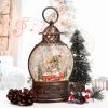 Decor Snow Globe Lighted Christmas Decorations, Musical Christmas Snow Globe Lantern with Swirling Glitter, Santa and Elk, Christmas Holiday Party Gifts and Decorations
