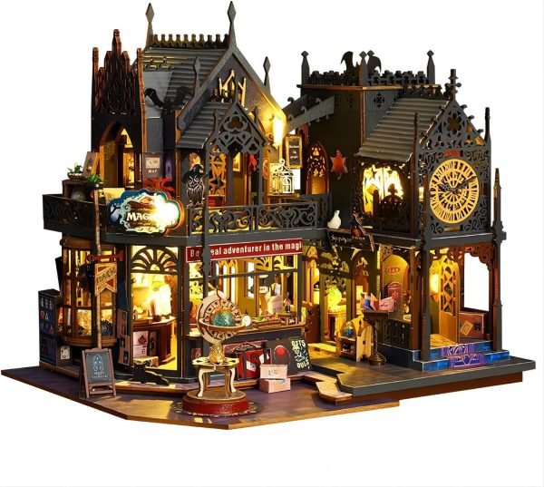 Decor DIY Miniature Dollhouse Kit, Tiny House Kit with Dust Proof Cover and Music Box, DIY Wooden Dollhouse Kit Miniature House Kit, Creative Room Idea for Adult Magic House DIY Kits
