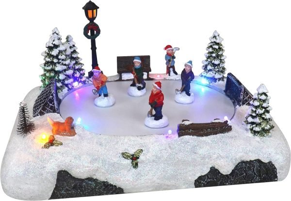 8172rrS72jL._AC_SL1500 Decor Christmas Village Skating Pond Animated Lighted Musical Snow Village Perfect Addition to Your Christmas Indoor Decorations & Holiday Displays