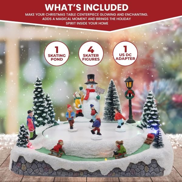 818ynBZ_t5L._AC_SL1500 Decor Christmas Village Skating Pond Animated Lighted Musical Snow Village Perfect Addition to Your Christmas Indoor Decorations & Holiday Displays