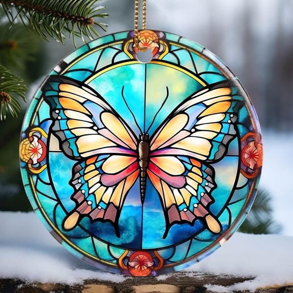 Decor Christmas Ornament, Christmas Decoration, Holiday Present Idea, Heirloom Keepsake, Round Ceramic, Gift Exchange, Gift Idea, Hummingbird