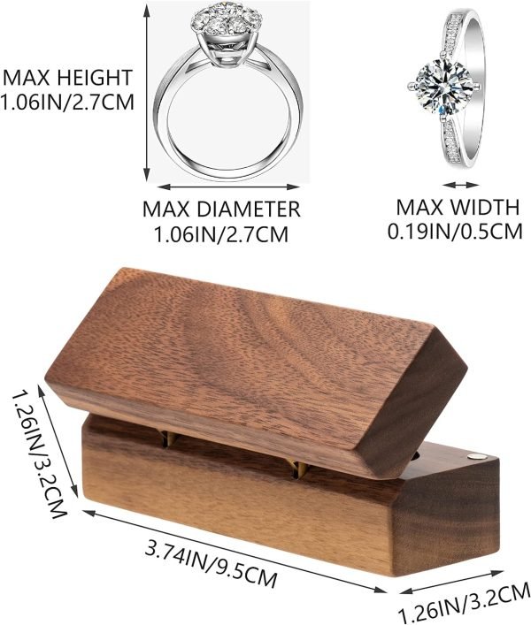 Decor Wooden Double Ring Box for Wedding Ceremony Engagement, Ring Storage Holder Decorative Box for 2 Rings