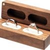 Decor Wooden Double Ring Box for Wedding Ceremony Engagement, Ring Storage Holder Decorative Box for 2 Rings