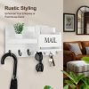 Decor Organizer for Wall Mount ?C Key Holder with Shelf Includes Letter Holder and Hooks for Hallway Farmhouse Decor ?C Rustic Wood with Flush Mounting Hardware (16.5?? x 9.1?? x 3.4??) (White)
