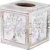 Decor Wood Carved Tissue Box Cover Square Tissue Holder Whitewashed Tree of Life Design Rustic Vintage Home Decor for Bathrooom Bedroom Living Room