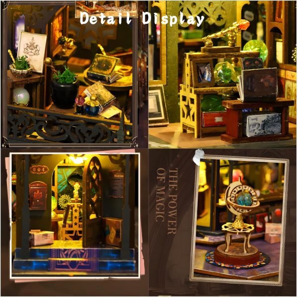 Decor DIY Miniature Dollhouse Kit, Tiny House Kit with Dust Proof Cover and Music Box, DIY Wooden Dollhouse Kit Miniature House Kit, Creative Room Idea for Adult Magic House DIY Kits