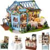 Decor DIY Miniature Dollhouse Wooden Furniture Kit,Handmade Mini Modern Villa Model,1:24 Scale Creative Doll House Toys ES009