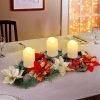 81Kf8PACyYL._AC_SL1500 Decor Christmas Centerpiece, Christmas Candle Holders, Christmas Tabletop Poinsettia Centerpiece with 3 Flameless Candle, Romantic Holiday Candelabrum for Home Party Christmas Table Mantel Decorations