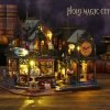 Decor DIY Miniature Dollhouse Kit Magic Castle,Tiny House to Build Live in,Mini Handmade Unzip 3D Wooden Puzzle Furnishing Decor Model(ES012-Holo Magic City)