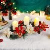 81NeuSyPqkL._AC_SL1500 Decor Christmas Centerpiece, Christmas Candle Holders, Christmas Tabletop Poinsettia Centerpiece with 3 Flameless Candle, Romantic Holiday Candelabrum for Home Party Christmas Table Mantel Decorations