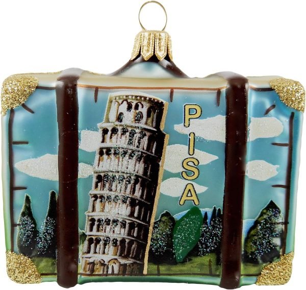 81PmdFnFDOL._AC_SL1500 Decor Rome Italy Suitcase Pisa Colosseum Travel Glass Christmas Ornament Souvenir Decoration