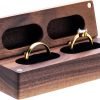 Decor Wooden Double Ring Box for Wedding Ceremony Engagement, Ring Storage Holder Decorative Box for 2 Rings