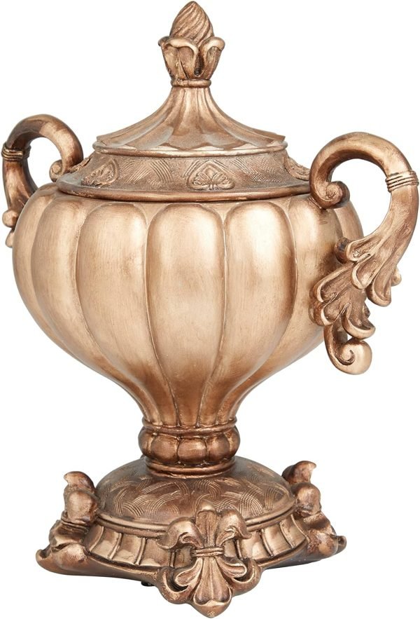 Decor 79 Polystone Decorative Decorative Jars Decorative Container, Decorative Keepsake Box 12" x 8" x 17", Bronze