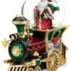 Decor Thommas Kinkade Santa Claus is Comin' to Town Musical Snowglobe Train Car by The Bradford Exchange