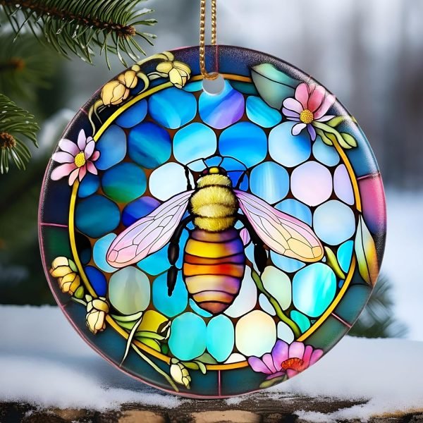 Decor Christmas Ornament, Christmas Decoration, Holiday Present Idea, Heirloom Keepsake, Round Ceramic, Gift Exchange, Gift Idea, Hummingbird