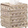 81UfzSUMfXL._AC_SL1500 Decor Crystal Square Tissue Box Cover - Sparkling Cube Glass Tissue Box Holder, Decorative Facial Tissue Holder for Bedroom Bathroom Dresser Night Stand Table Office Home Decor, Gold