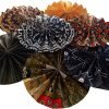 Decor Handmade African Fan-Round Folding Handheld Fan for Costume, Dance, Party, Festival, Summer, Home Decor - Traditional Ankara Fabric Fan with Colorful Ethnic Print, Leather Handle (Design 11)