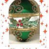 Decor Faberg?? Egg 5-Inch Blown Glass Christmas Tree Ornament Mistletoe Leaves (Green Matte)