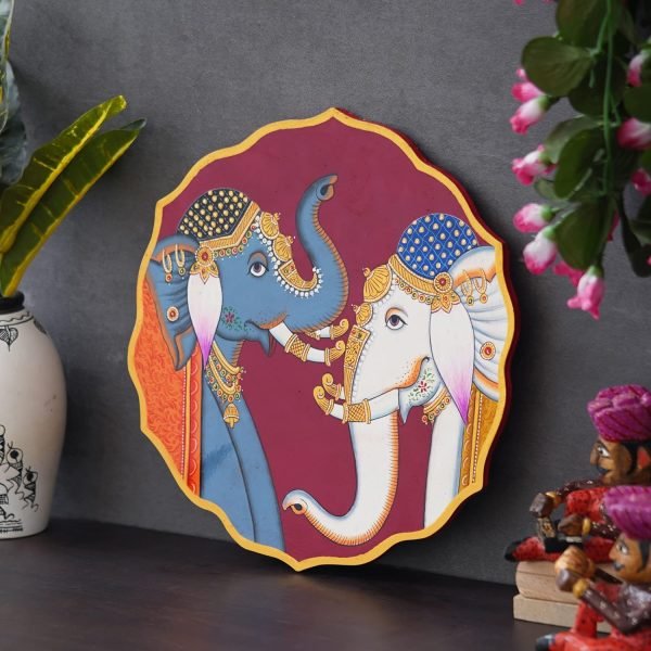 81aQ1Jp7QyL._AC_SL1500 Decor Craft Handpainted Pichwai Cow Painting On Wooden Plate For Home Decor, Handmade Gifts, Indian Art, Ethnic Wall Decor (12 X 12 INCH) BY Crafted Creations.