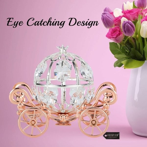 81cPM-GYtoL._AC_SL1500 Decor Rose Gold & Silver Plated Cinderella Pumpkin Coach Ornament with Crystals Home Halloween Decor Holiday Tabletop Decoration Showpiece Gift for Christmas Thanksgiving Birthday for Mom