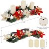 81dZzNGqf8L._AC_SL1500 Decor Christmas Centerpiece, Christmas Candle Holders, Christmas Tabletop Poinsettia Centerpiece with 3 Flameless Candle, Romantic Holiday Candelabrum for Home Party Christmas Table Mantel Decorations