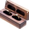 Decor Wooden Double Ring Box for Wedding Ceremony Engagement, Ring Storage Holder Decorative Box for 2 Rings