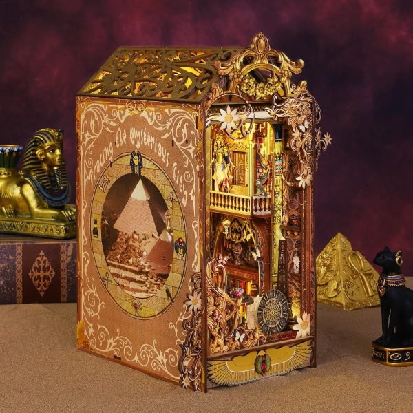 Decor DIY Book Nook Kit,DIY Miniature Doll House Kit with Furniture and LED,Wooden Bookend Bookshelf Insert Decor-Creativity Gift for Friend Lover??JTSL-12??