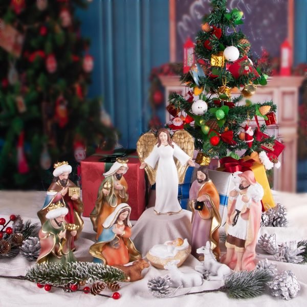 81iR61IpmeL._AC_SL1500 Decor Christmas Nativity Set,7.5" Colorful Collectible Religious Decoration, Indoor Holiday Decoration in Gift Box 11-Piece Set