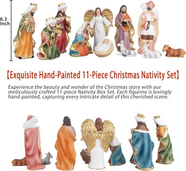 81jzWrkwHKL._AC_SL1500 Decor Christmas Nativity Set,7.5" Colorful Collectible Religious Decoration, Indoor Holiday Decoration in Gift Box 11-Piece Set
