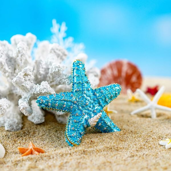 Decor Hinged Metal Starfish Jewelry Box Decorative Box Ring Holder Trinket Organizer Earring Necklace Storage Box Jewelry Display Box Gift for Women Girl