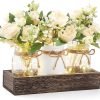 Decor Jar Lights Centerpiece Table Decorations for Dining Room Farmhouse Coffee Table Decor Tray with 3 Jars Flowers Christmas Centerpieces Decor for Kitchen Living Dining Room, Orange