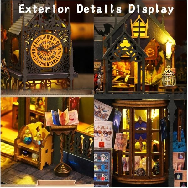 Decor DIY Miniature Dollhouse Kit, Tiny House Kit with Dust Proof Cover and Music Box, DIY Wooden Dollhouse Kit Miniature House Kit, Creative Room Idea for Adult Magic House DIY Kits